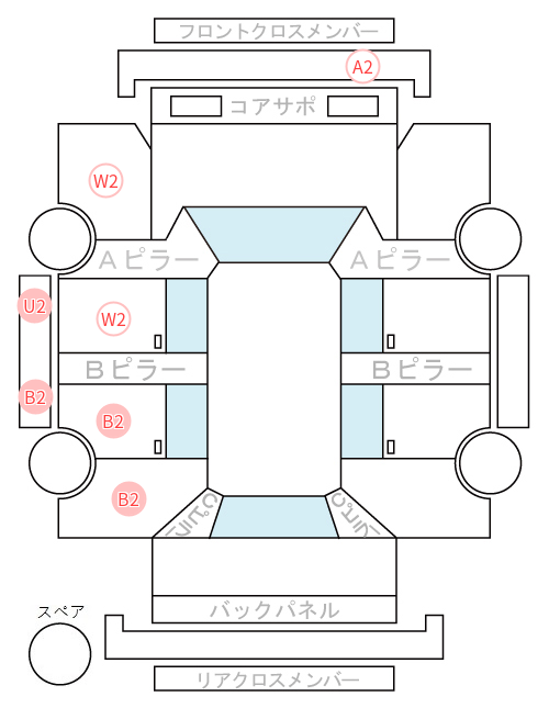 Body condition diagram (damage marks, Japanese labels)