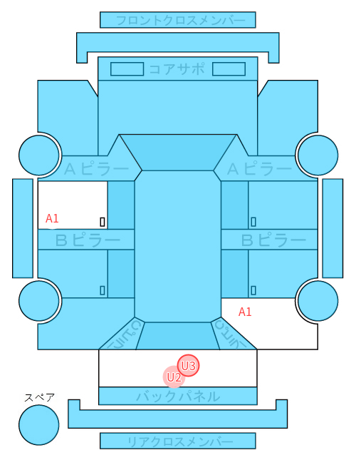 Body condition diagram (damage marks, Japanese labels)