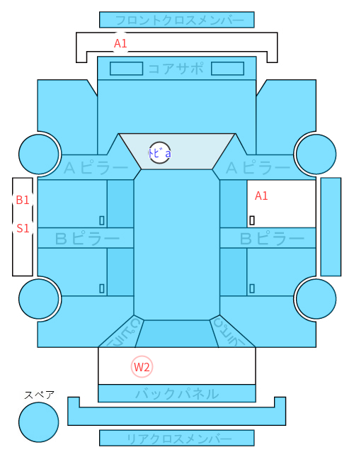 Body condition diagram (damage marks, Japanese labels)