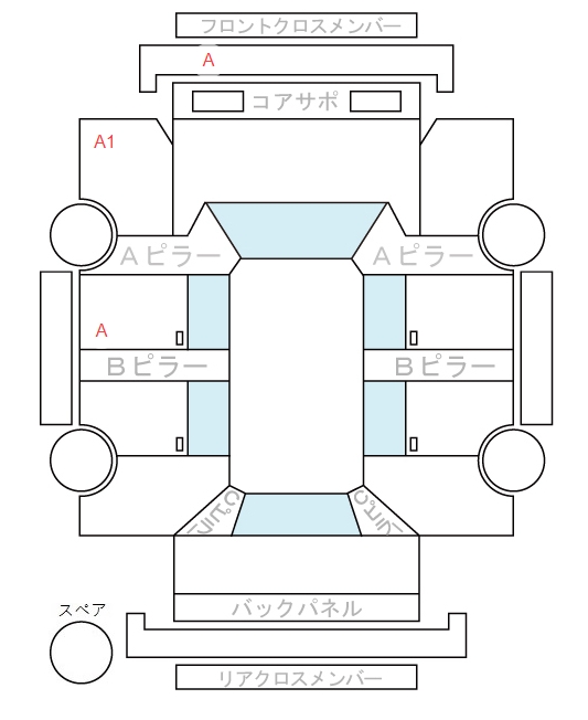 Body condition diagram (damage marks, Japanese labels)