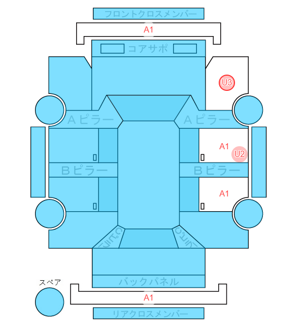 Body condition diagram (damage marks, Japanese labels)