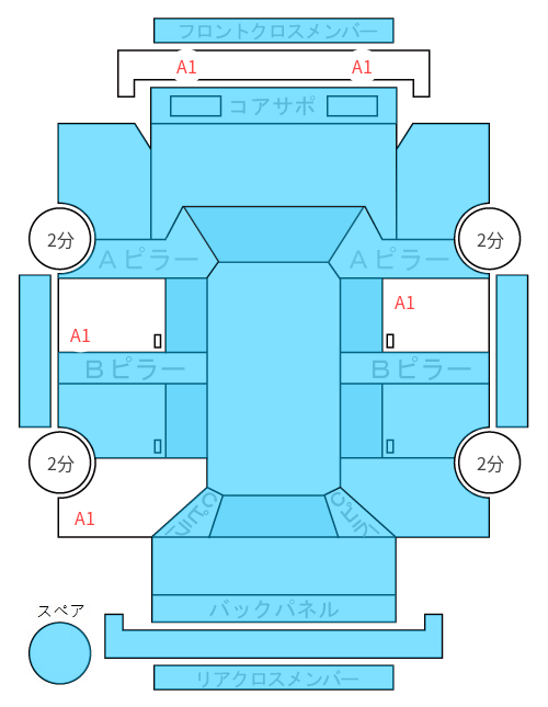 Body condition diagram (damage marks, Japanese labels)