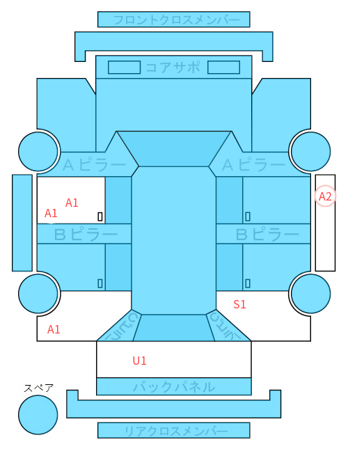 Body condition diagram (damage marks, Japanese labels)