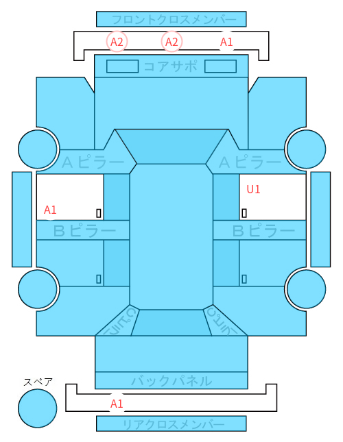 Body condition diagram (damage marks, Japanese labels)