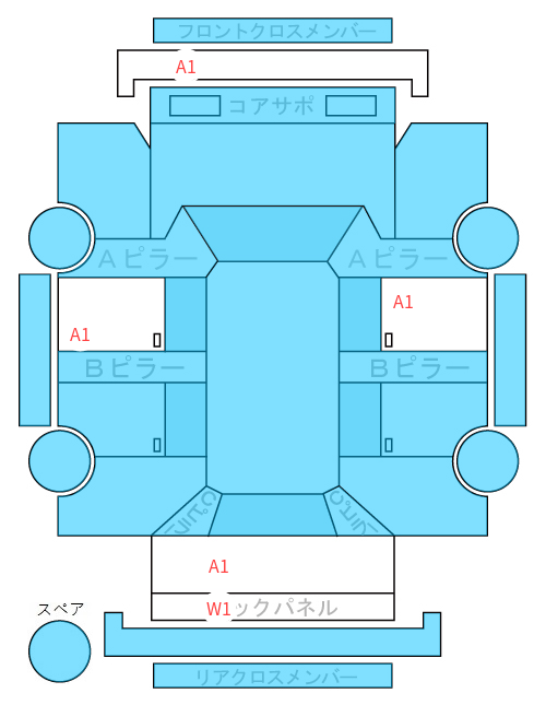 Body condition diagram (damage marks, Japanese labels)