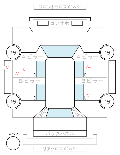 Body condition diagram (damage marks, Japanese labels)