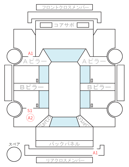 Body condition diagram (damage marks, Japanese labels)