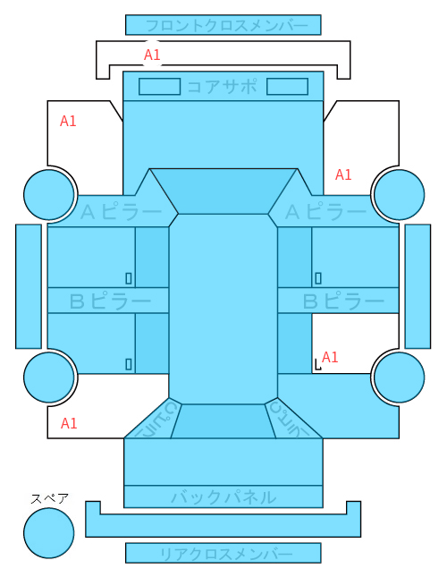 Body condition diagram (damage marks, Japanese labels)