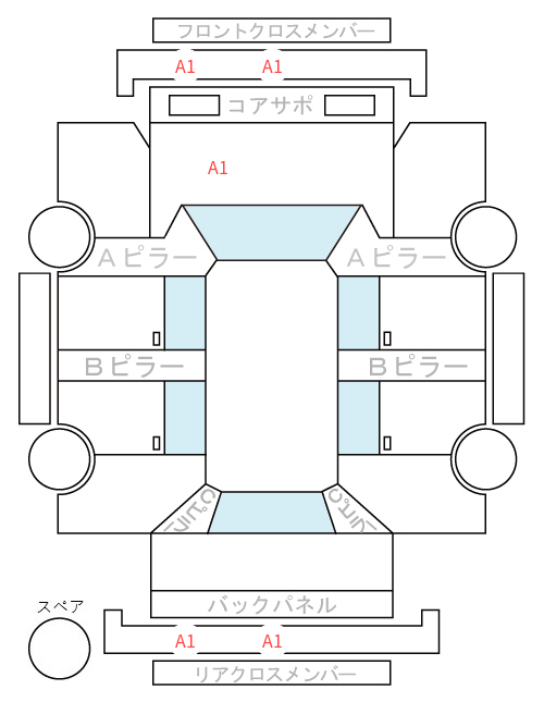 Body condition diagram (damage marks, Japanese labels)