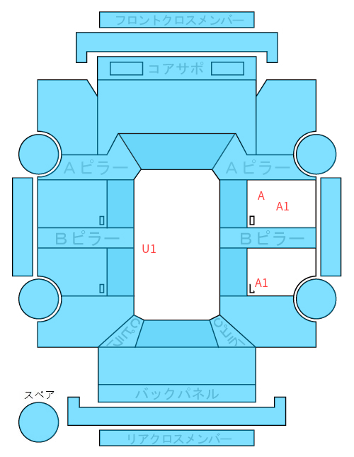 Body condition diagram (damage marks, Japanese labels)