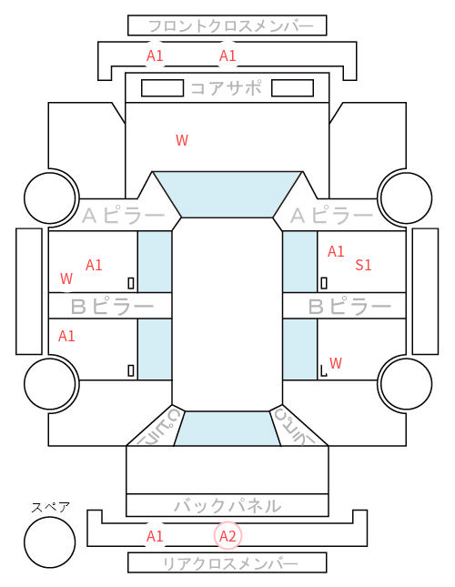 Body condition diagram (damage marks, Japanese labels)