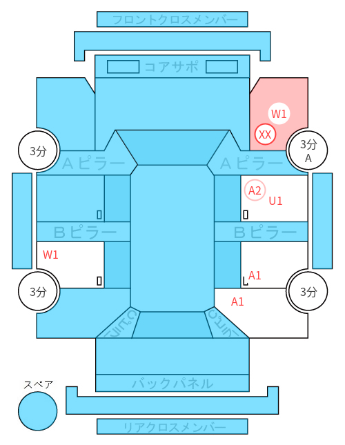 Body condition diagram (damage marks, Japanese labels)