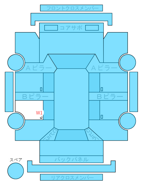 Body condition diagram (damage marks, Japanese labels)
