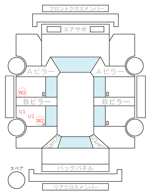 Body condition diagram (damage marks, Japanese labels)