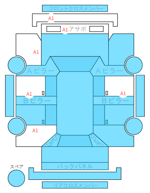 Body condition diagram (damage marks, Japanese labels)