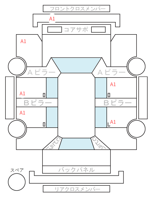 Body condition diagram (damage marks, Japanese labels)