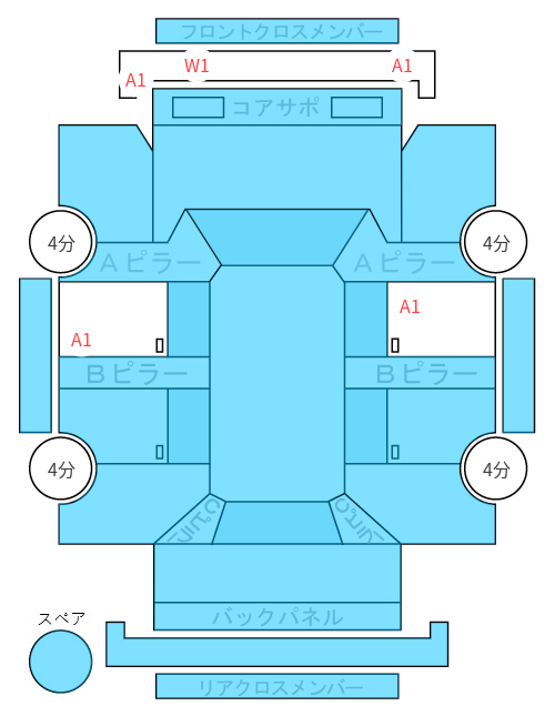 Body condition diagram (damage marks, Japanese labels)