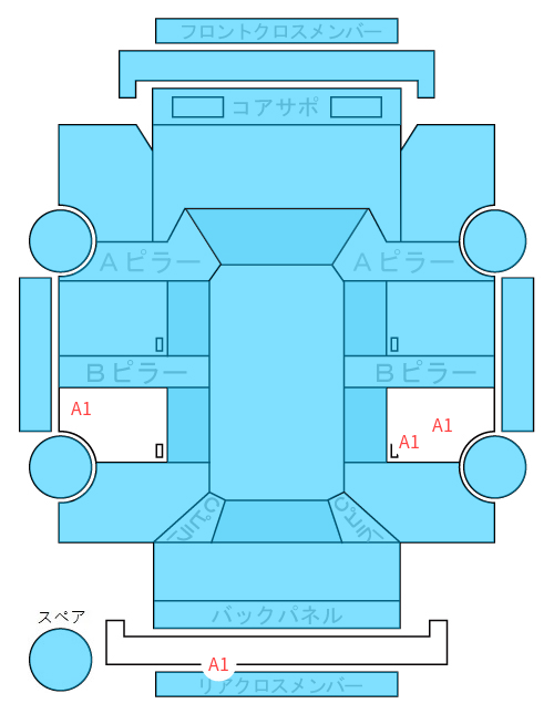 Body condition diagram (damage marks, Japanese labels)
