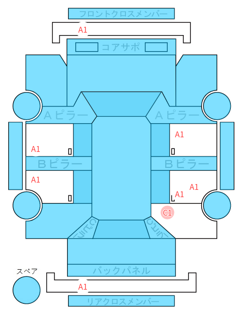Body condition diagram (damage marks, Japanese labels)