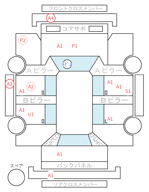 Body condition diagram (damage marks, Japanese labels)