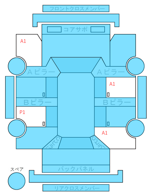 Body condition diagram (damage marks, Japanese labels)