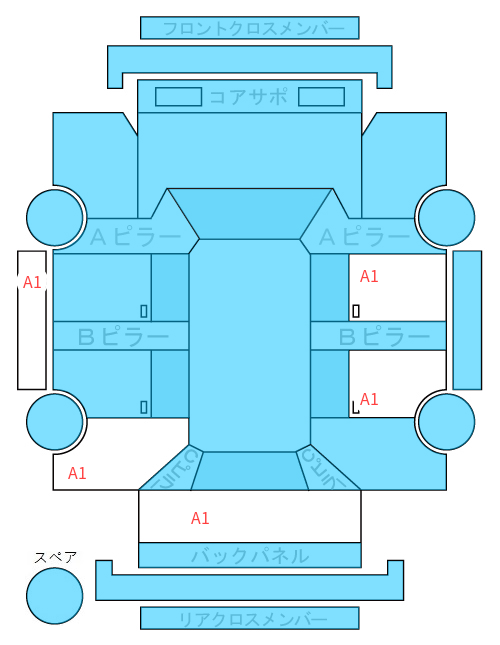 Body condition diagram (damage marks, Japanese labels)