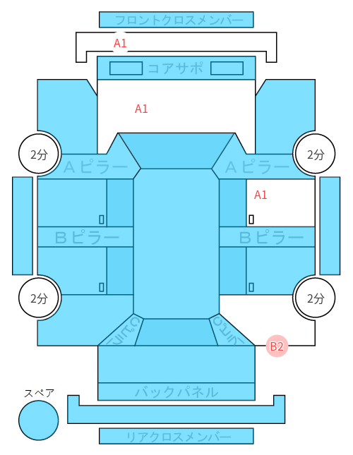 Body condition diagram (damage marks, Japanese labels)