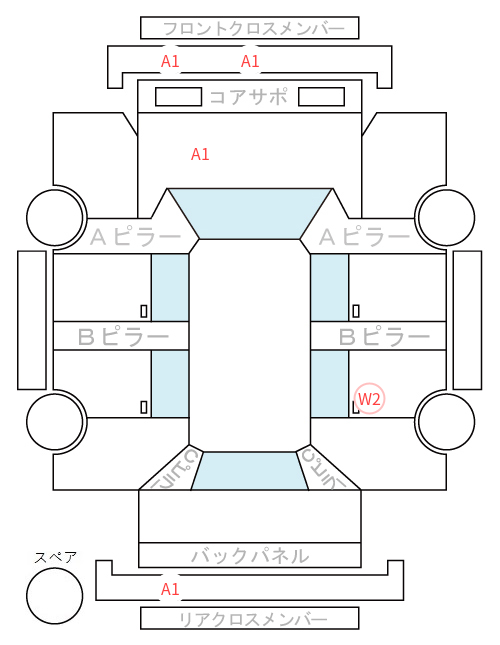 Body condition diagram (damage marks, Japanese labels)