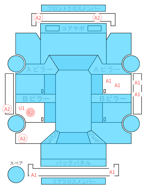 Body condition diagram (damage marks, Japanese labels)