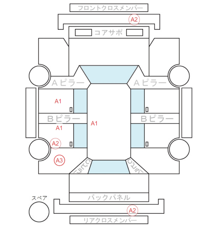 Body condition diagram (damage marks, Japanese labels)