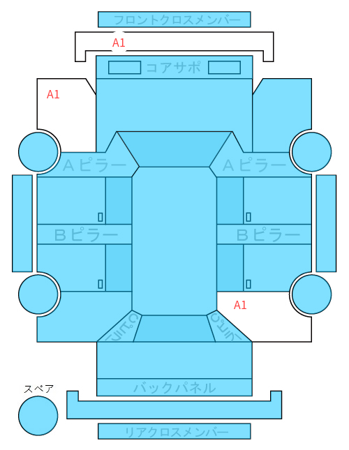 Body condition diagram (damage marks, Japanese labels)