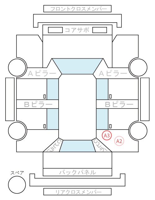 Body condition diagram (damage marks, Japanese labels)
