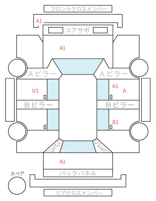 Body condition diagram (damage marks, Japanese labels)