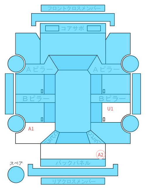 Body condition diagram (damage marks, Japanese labels)