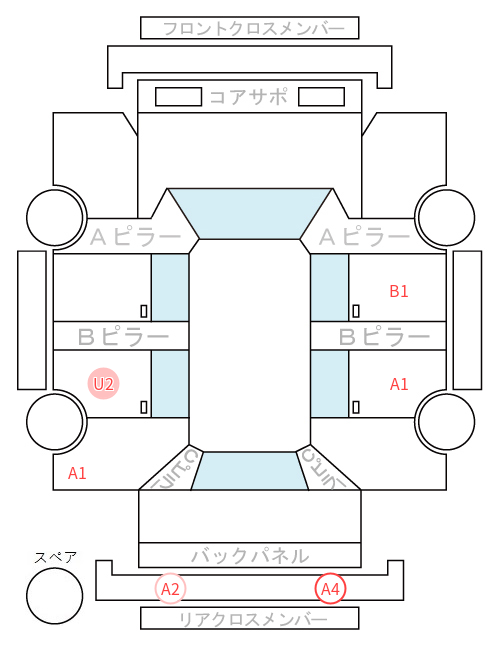 Body condition diagram (damage marks, Japanese labels)
