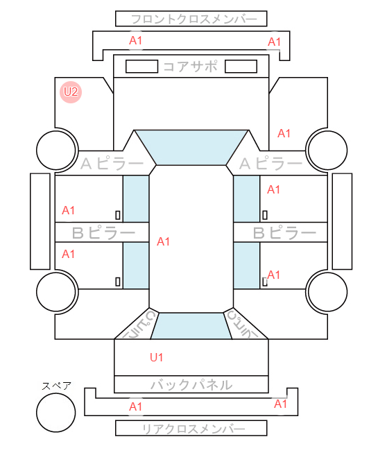 Body condition diagram (damage marks, Japanese labels)