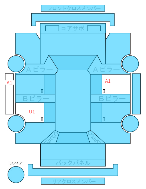 Body condition diagram (damage marks, Japanese labels)