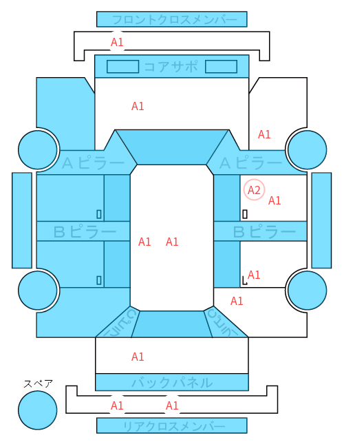 Body condition diagram (damage marks, Japanese labels)