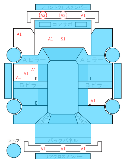 Body condition diagram (damage marks, Japanese labels)