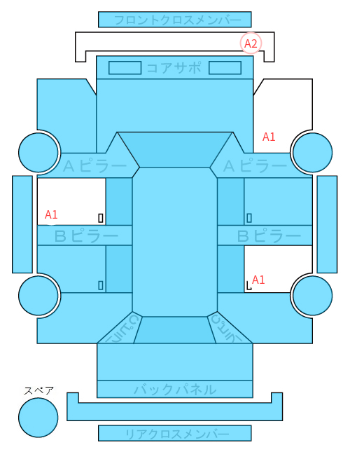 Body condition diagram (damage marks, Japanese labels)