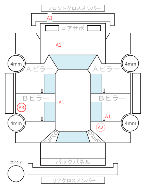 Body condition diagram (damage marks, Japanese labels)