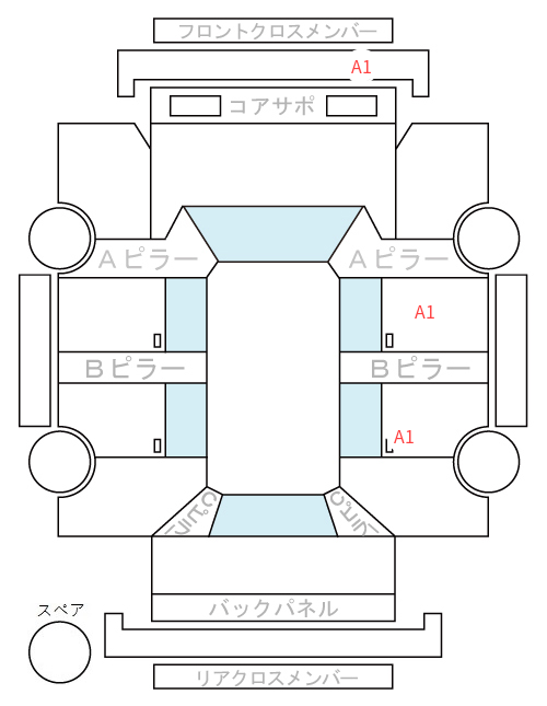 Body condition diagram (damage marks, Japanese labels)