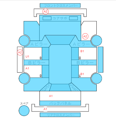 Body condition diagram (damage marks, Japanese labels)