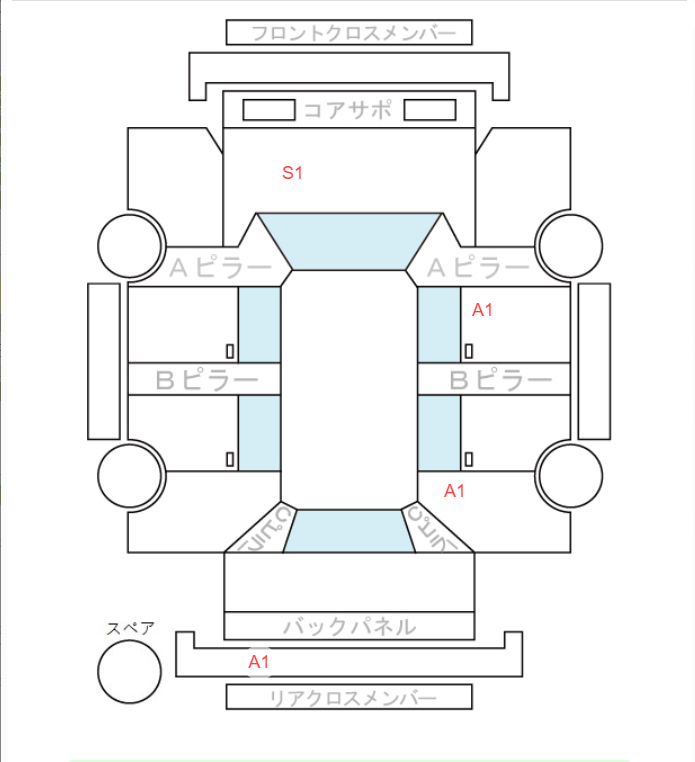 Body condition diagram (damage marks, Japanese labels)