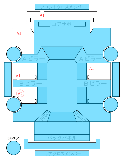 Body condition diagram (damage marks, Japanese labels)