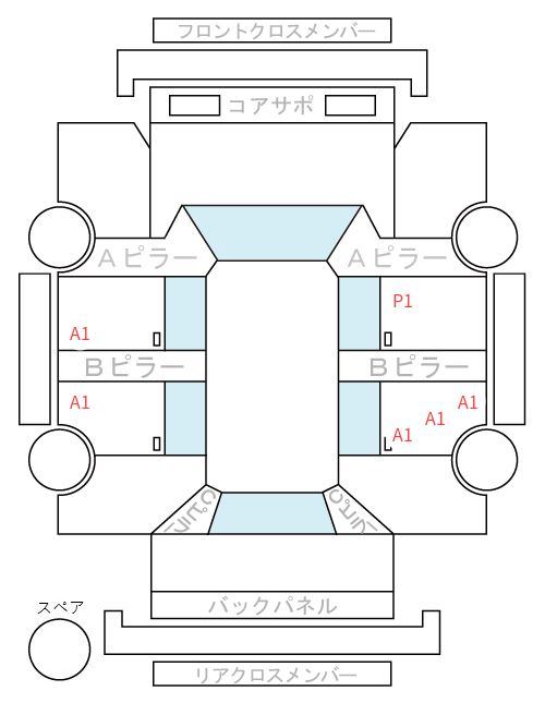 Body condition diagram (damage marks, Japanese labels)