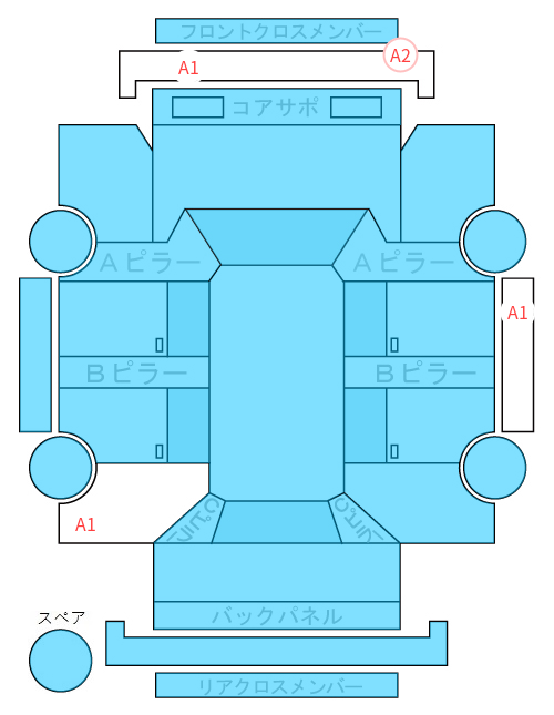 Body condition diagram (damage marks, Japanese labels)