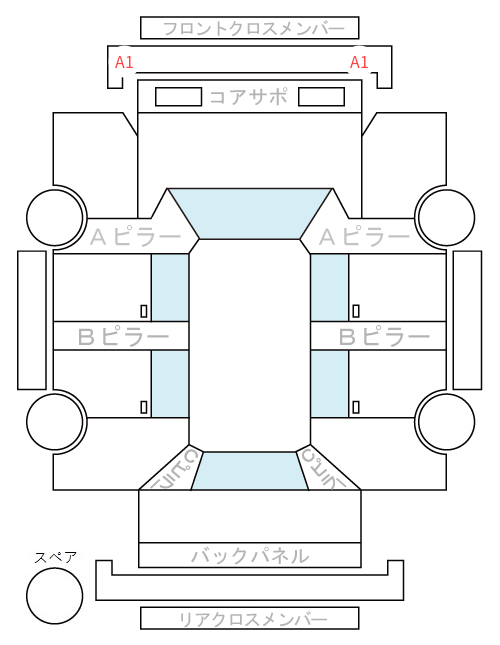 Body condition diagram (damage marks, Japanese labels)