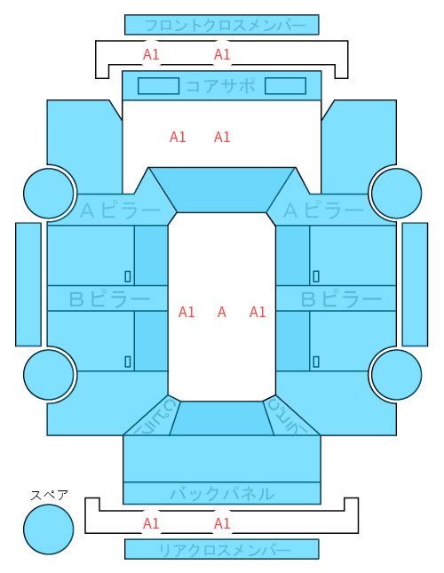 Body condition diagram (damage marks, Japanese labels)