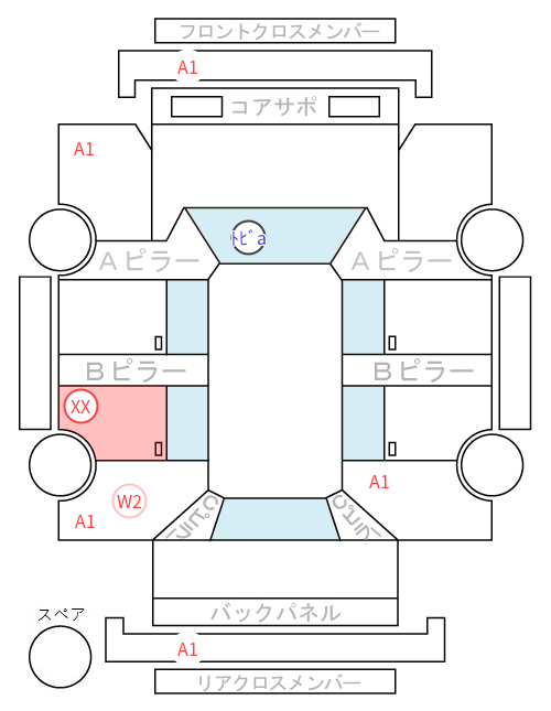 Body condition diagram (damage marks, Japanese labels)